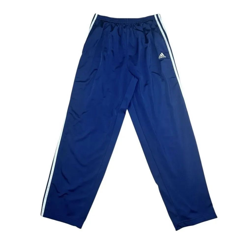 Vintage Y2K Adidas Tearaway Track Pants Wide Leg Snap Side Warm Up Mens XL Blue